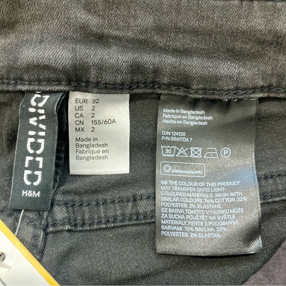 Divided H&M Women’s Charcoal High-Waisted Jeans Zipper Accent Moto Size 2 - Picture 11 of 15